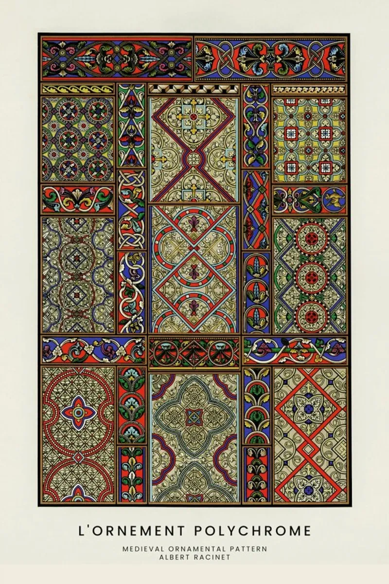Racinet -  Medieval  Ornamental Pattern II pellicola backlit da Vintage by JUNIQE