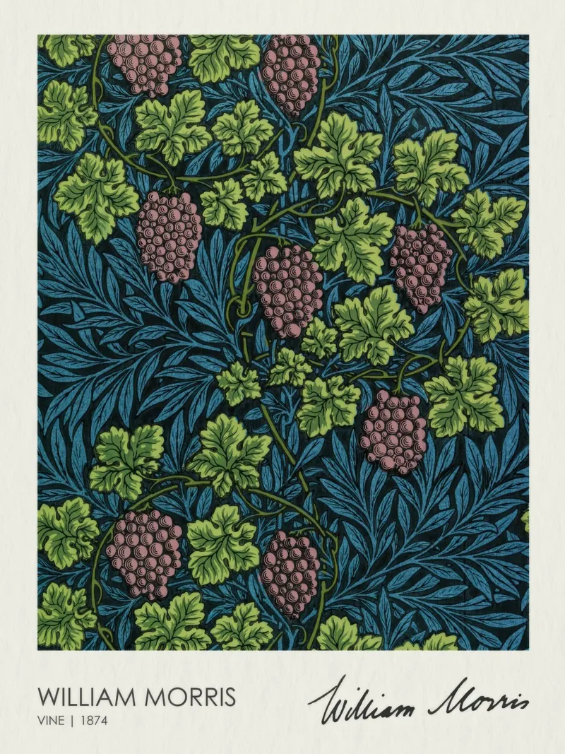Vino (1874), William Morris poster con telaio in legno da Flower