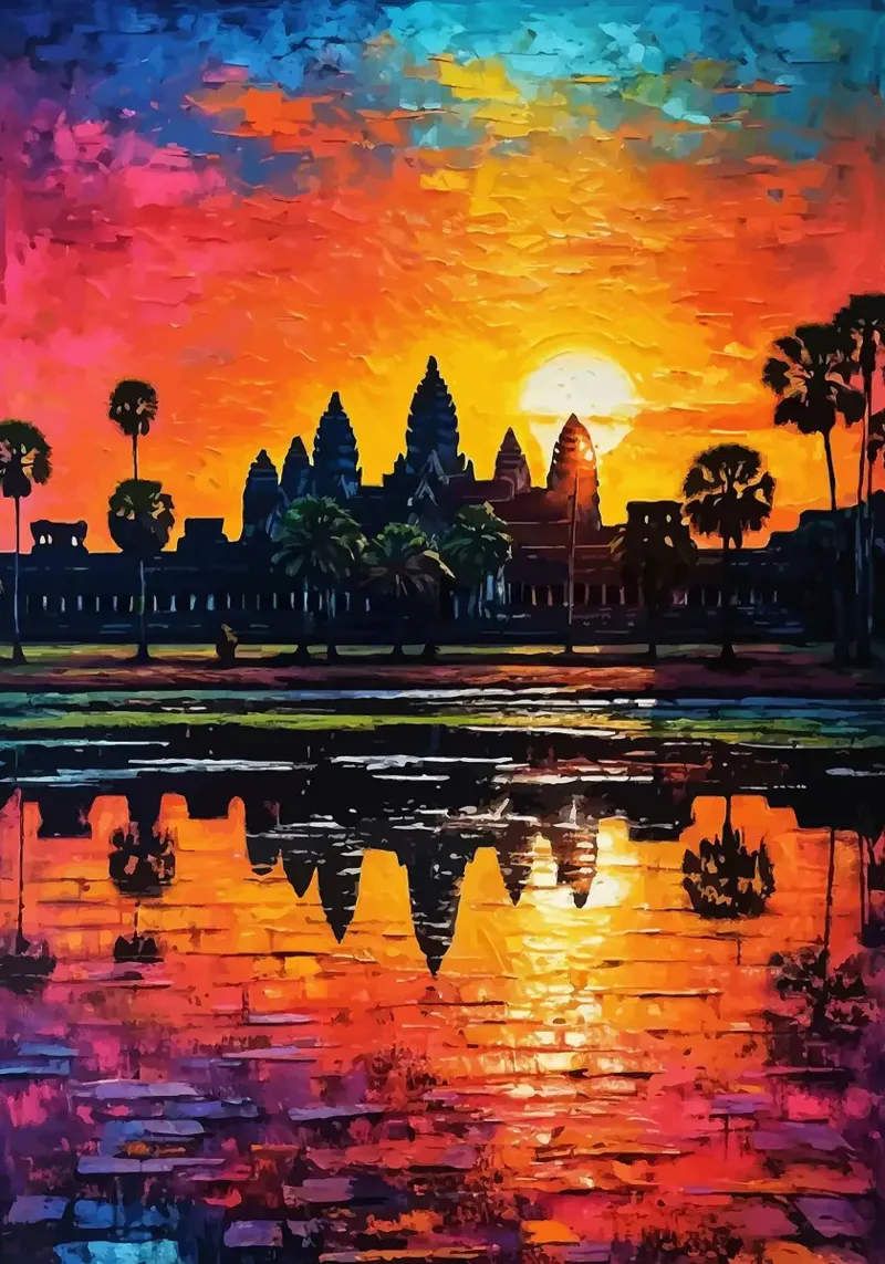 Tramonto di Angkor Wat poster da book