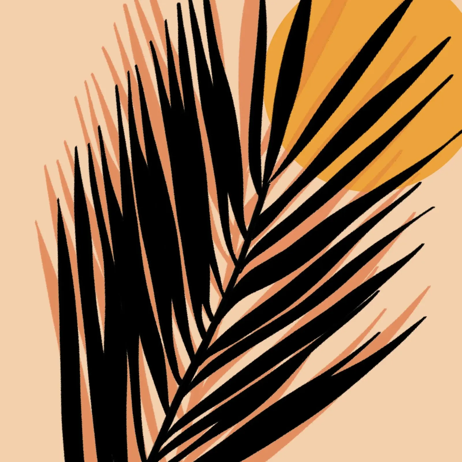 Terracotta Palm - Warme Zonsondergang Plantaardig canvas met Baklijst van EDMPROJECT