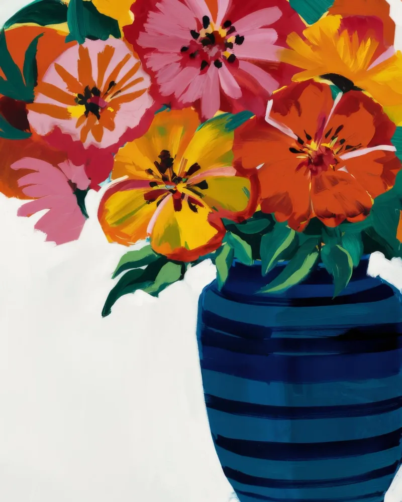 Cascata di fiori cobalto poster con telaio in legno da Fable Tempa
