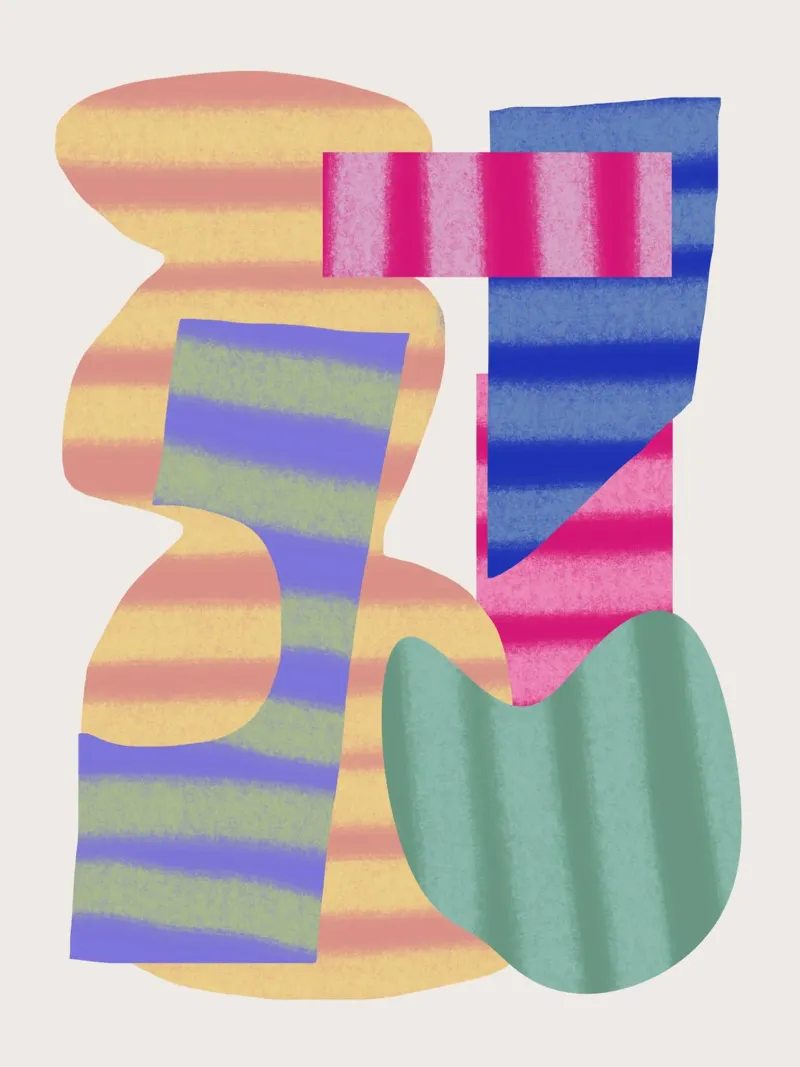 Composizione di forme giocose 9 poster con telaio in alluminio da Little Dean