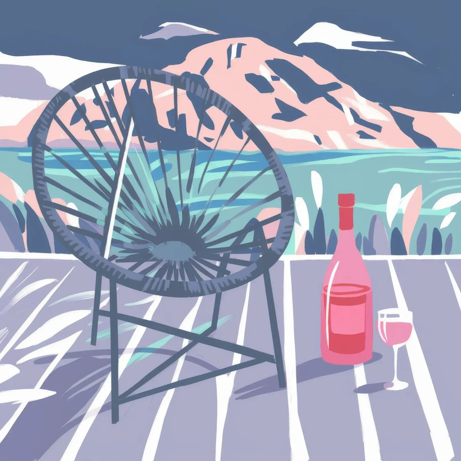 Terrazza sul mare Solitudine poster con telaio in legno da Dawn Light