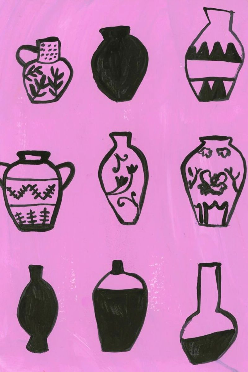 Vases On A Pink Background poster da Sonia Brittain