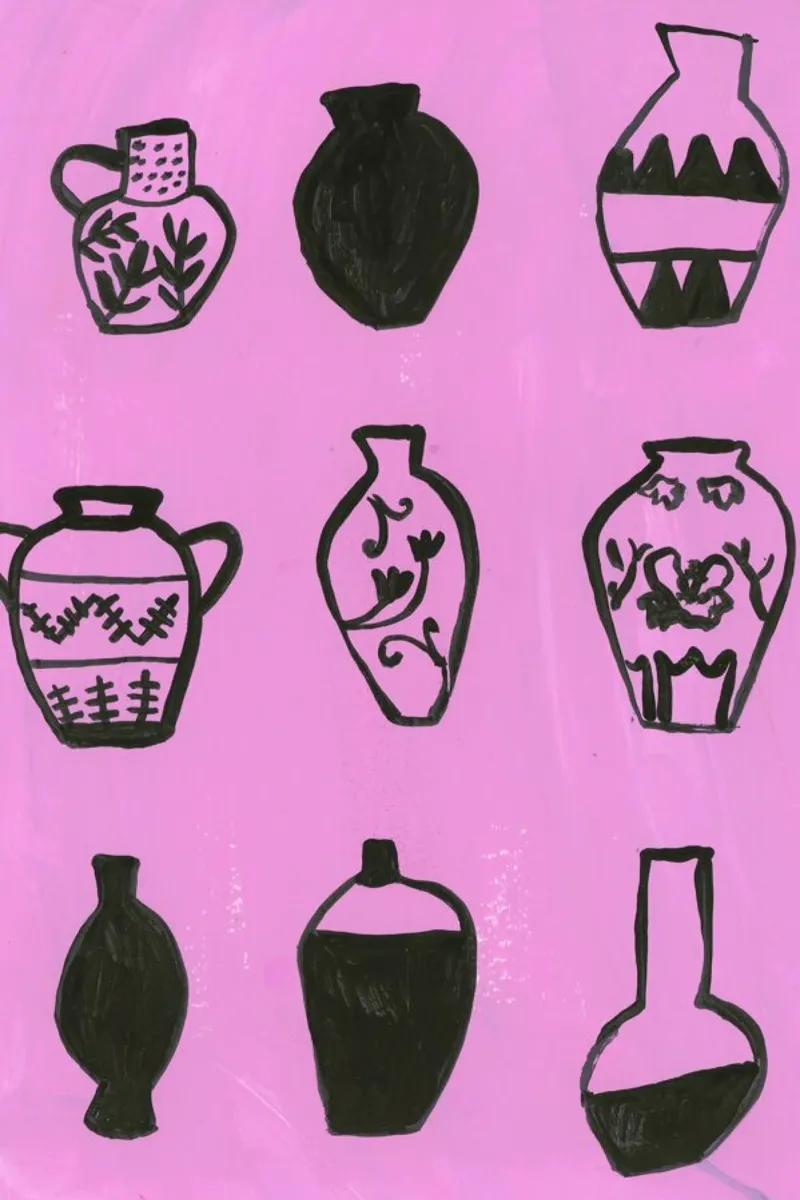 Vases On A Pink Background poster da Sonia Brittain