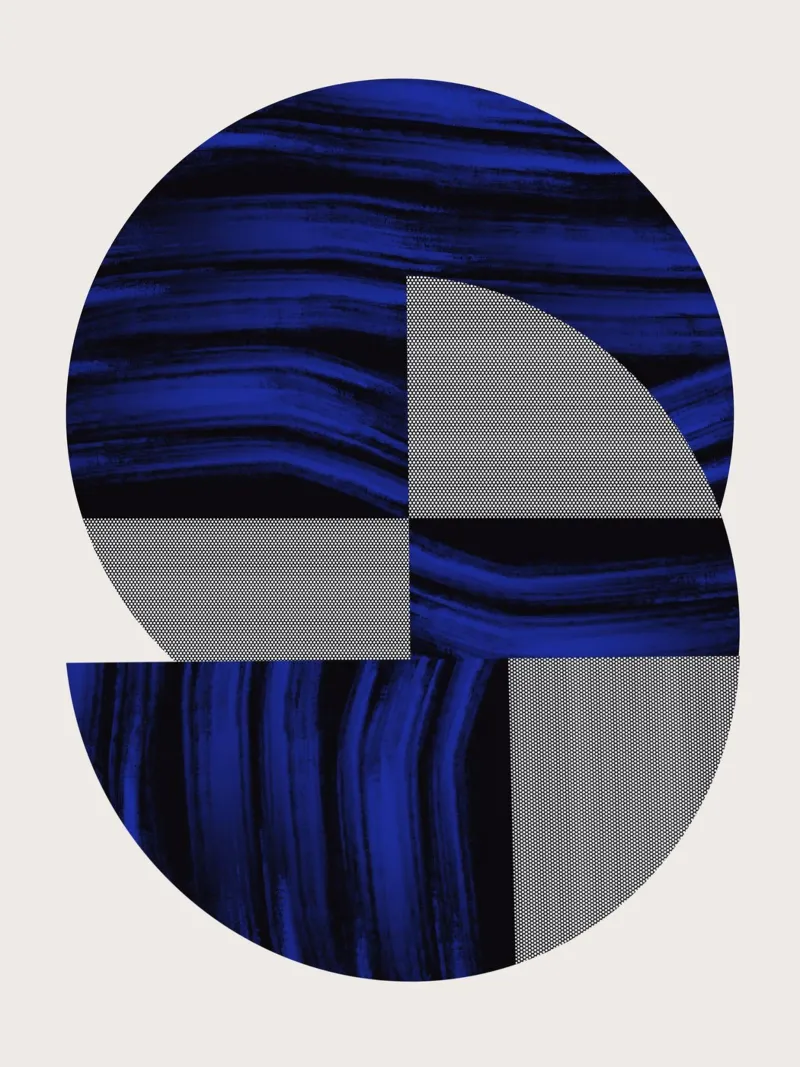 Luxe blauw en grijs nordic art 02 backlit folie van Little Dean