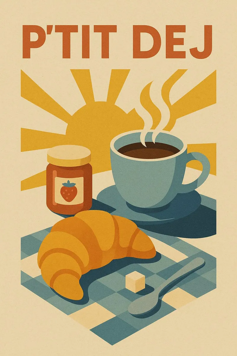 P'TIT DEJ - Il fascino retrò della colazione alla francese pellicola backlit da Boissons - Affiches & posters - Retro
