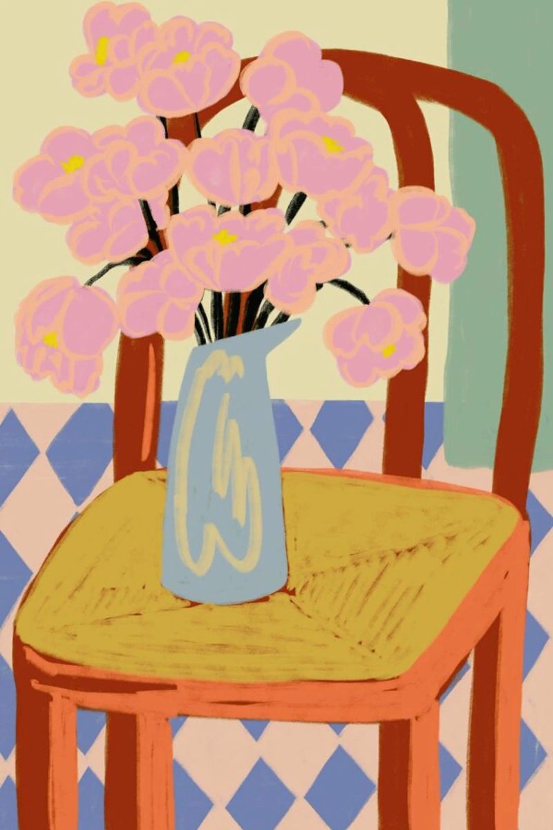 Flowers On A Chair Poster von Sandra Poliakov