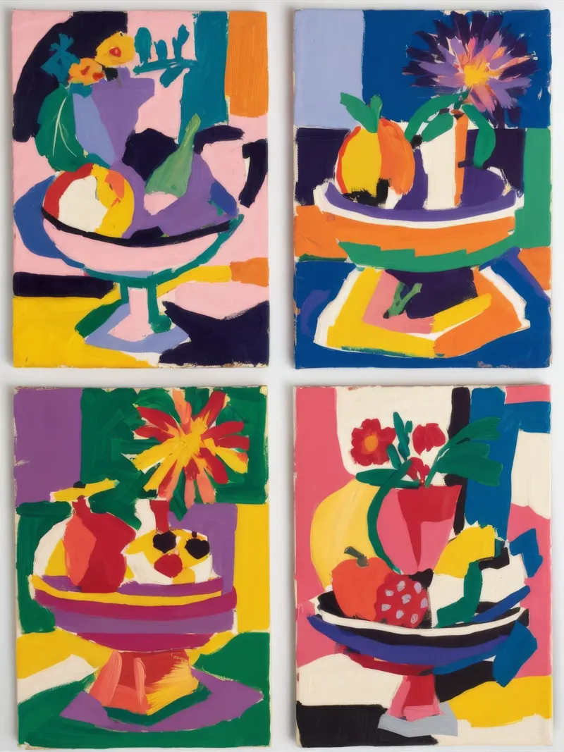 Quartetto di nature morte cromatiche carta hahnemühle da Fable Tempa