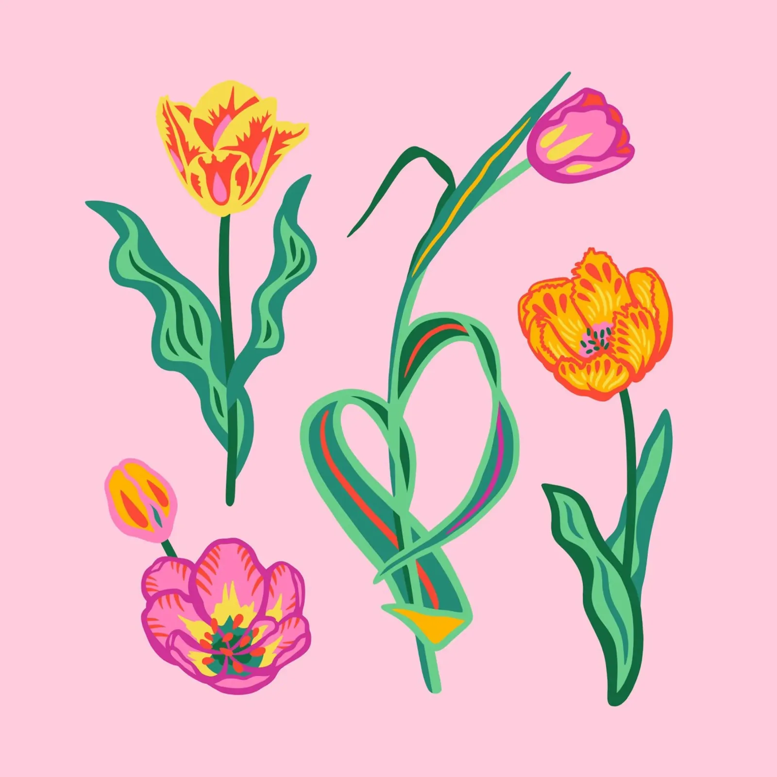 TULPENBUNT poster with aluminum frame by Anastasia Mattern