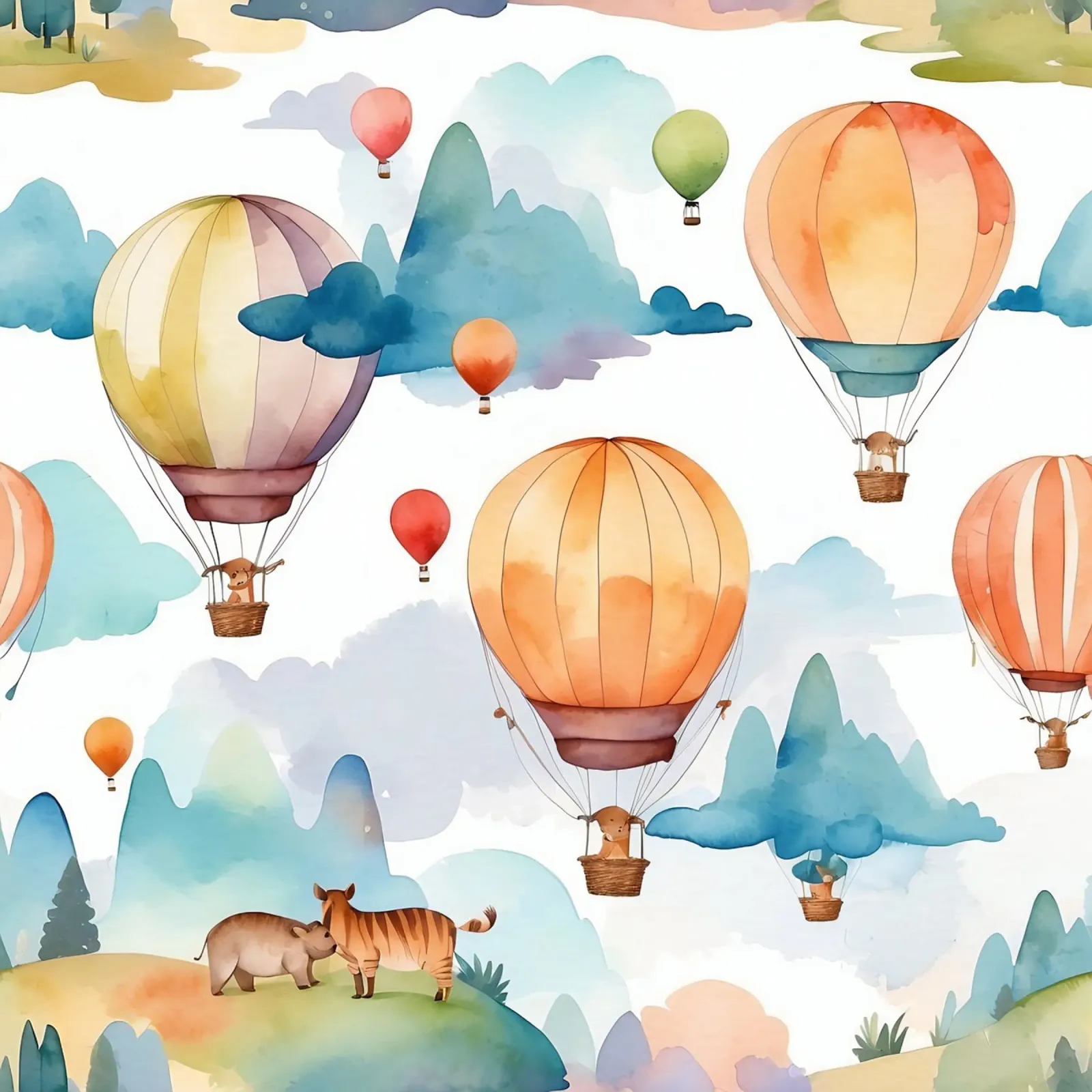 Mongolfiere che salgono su montagne ondulate pellicola backlit da DesignDoodle