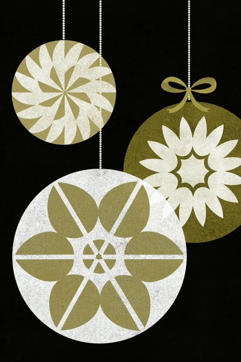 White Baubles poster con telaio in plastica da Catherine Aguilar