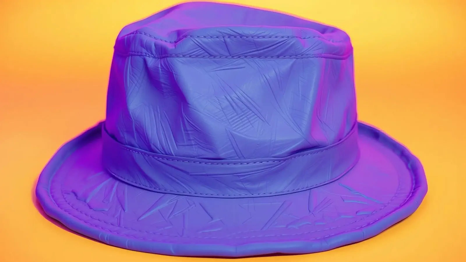 Elegante cappello a secchiello blu con superficie testurizzata pellicola backlit da DesignDoodle