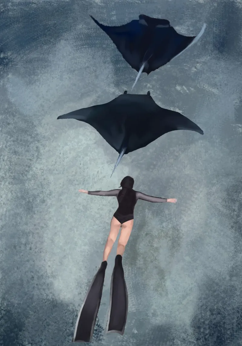 Beneath the Surface canvas with Floater frame by Verse