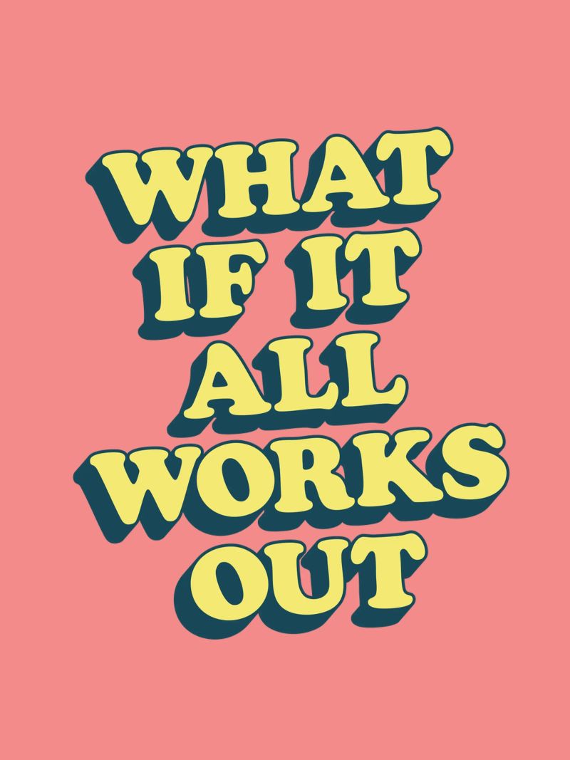 What if it All Works Out Retro Positive Typography Print canvas by THE MOTIVATED TYPE