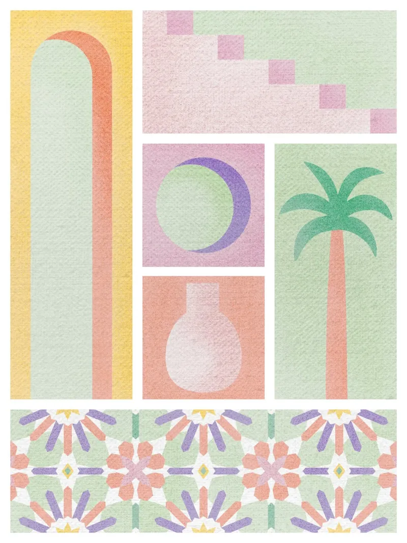 Mediterranean Cartolina canvas met Baklijst van designdn