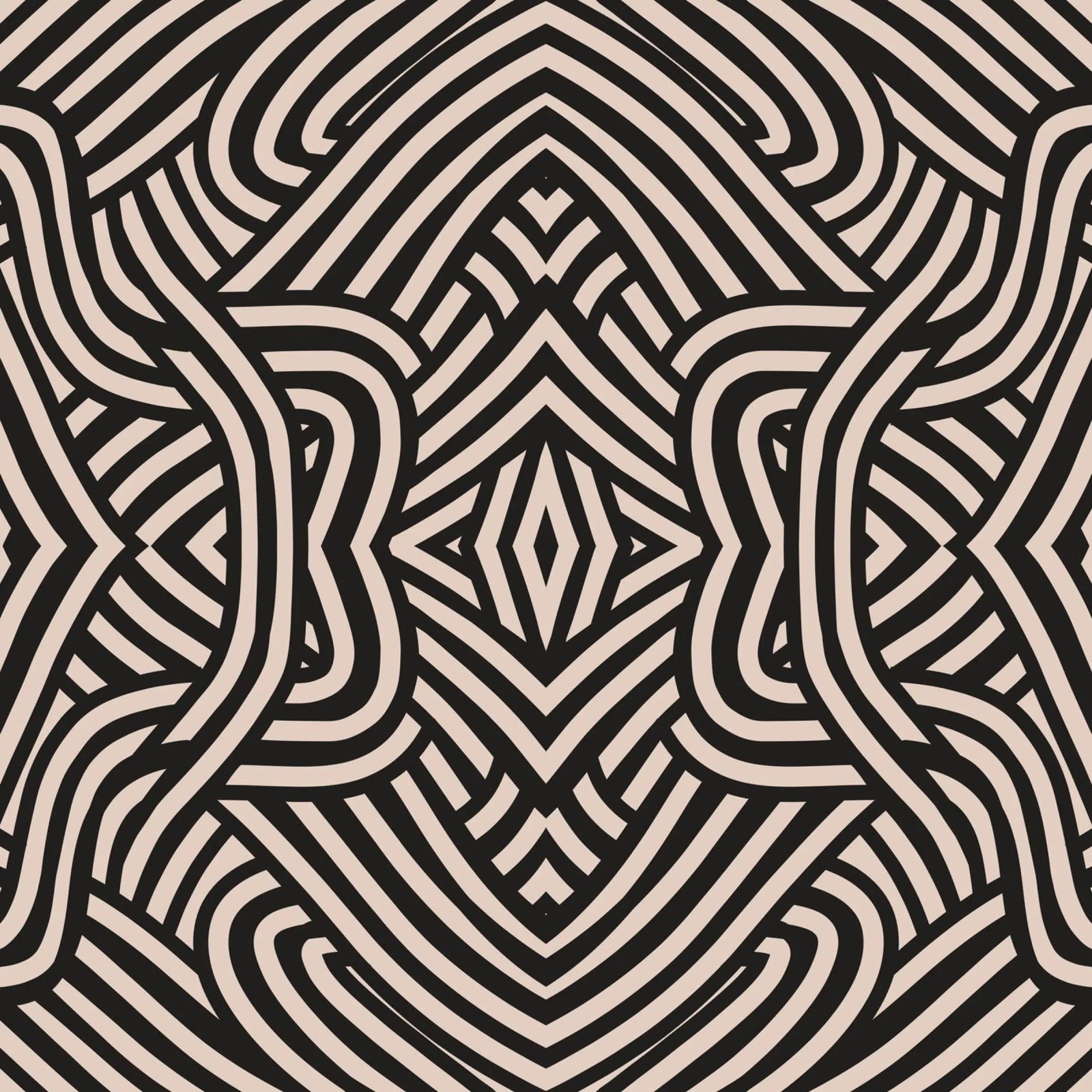 Symmetrical linocut line art pattern 03 canvas by Little Dean