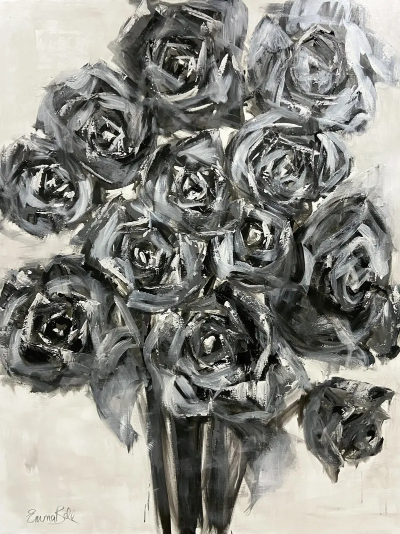 Fiori monocromatici tela con Cornice a cassetta da Emma Bell