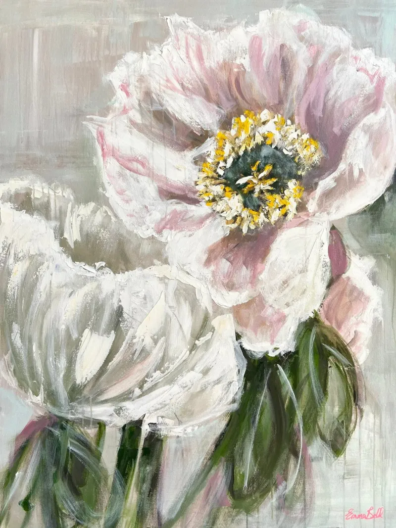 Delicati fiori bianchi e rosa poster da Emma Bell
