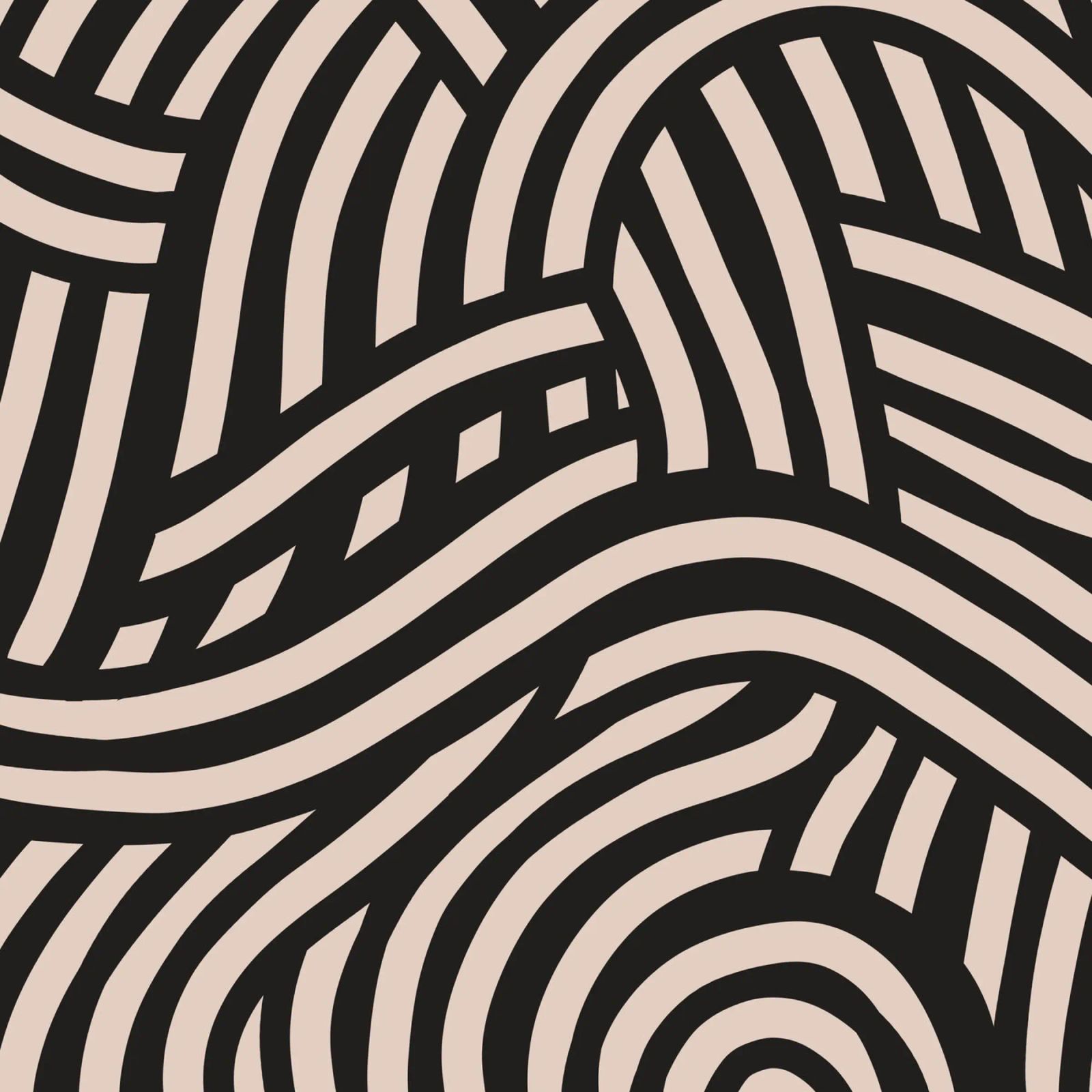Asymmetrical linocut line art pattern 03 canvas by Little Dean