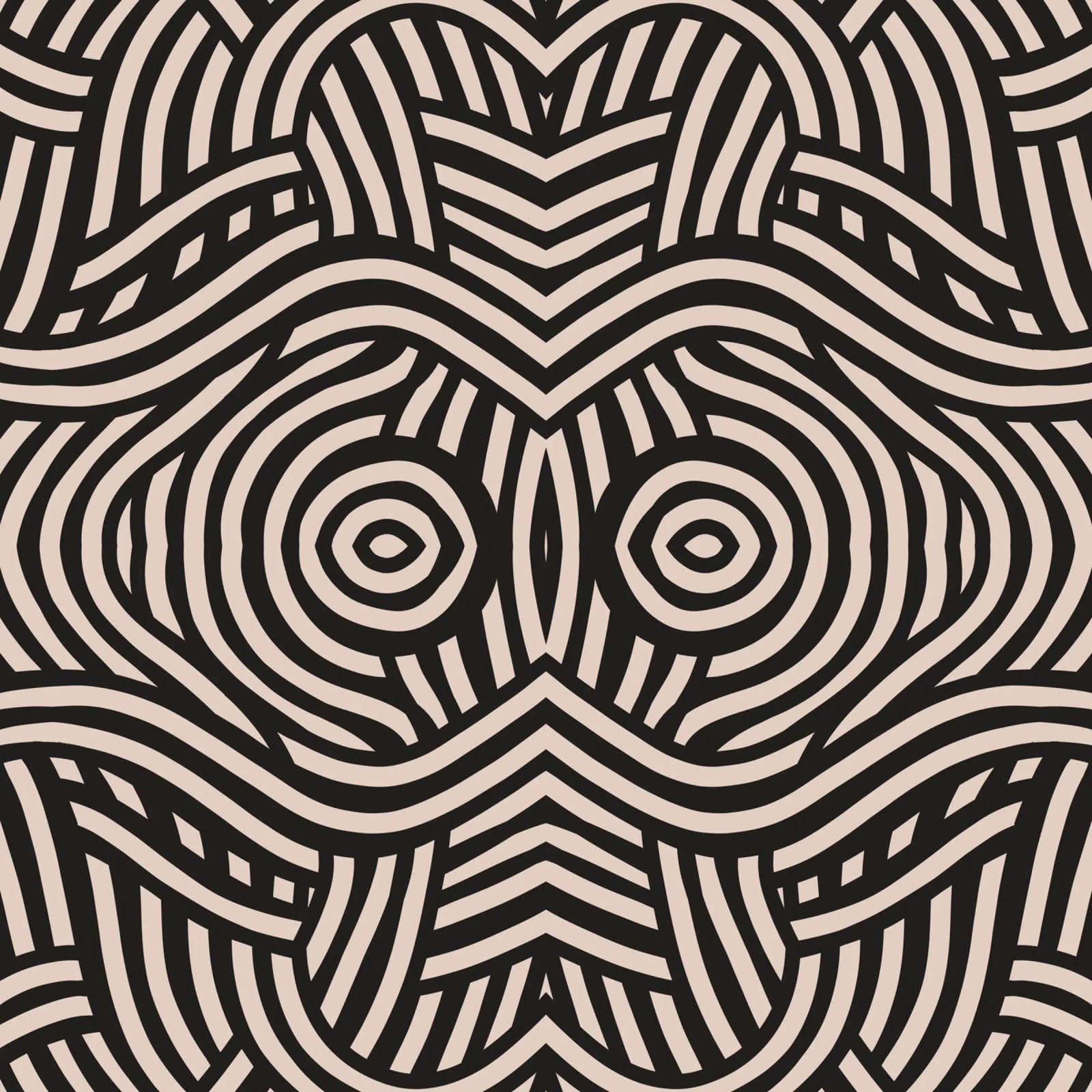 Symmetrical linocut line art pattern 04 canvas by Little Dean