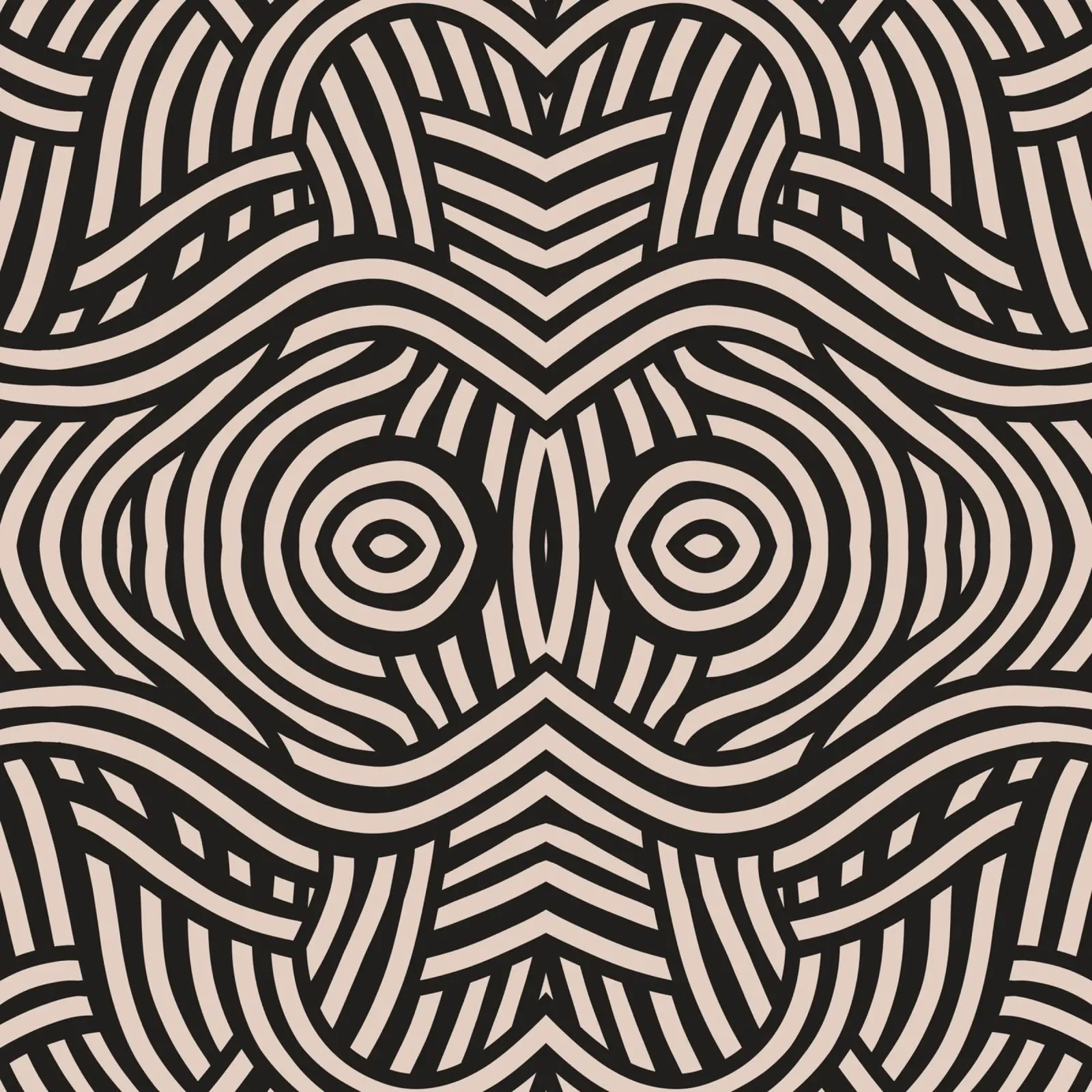 Motif d'art linéaire symétrique en linocoupe 04 toile de Little Dean