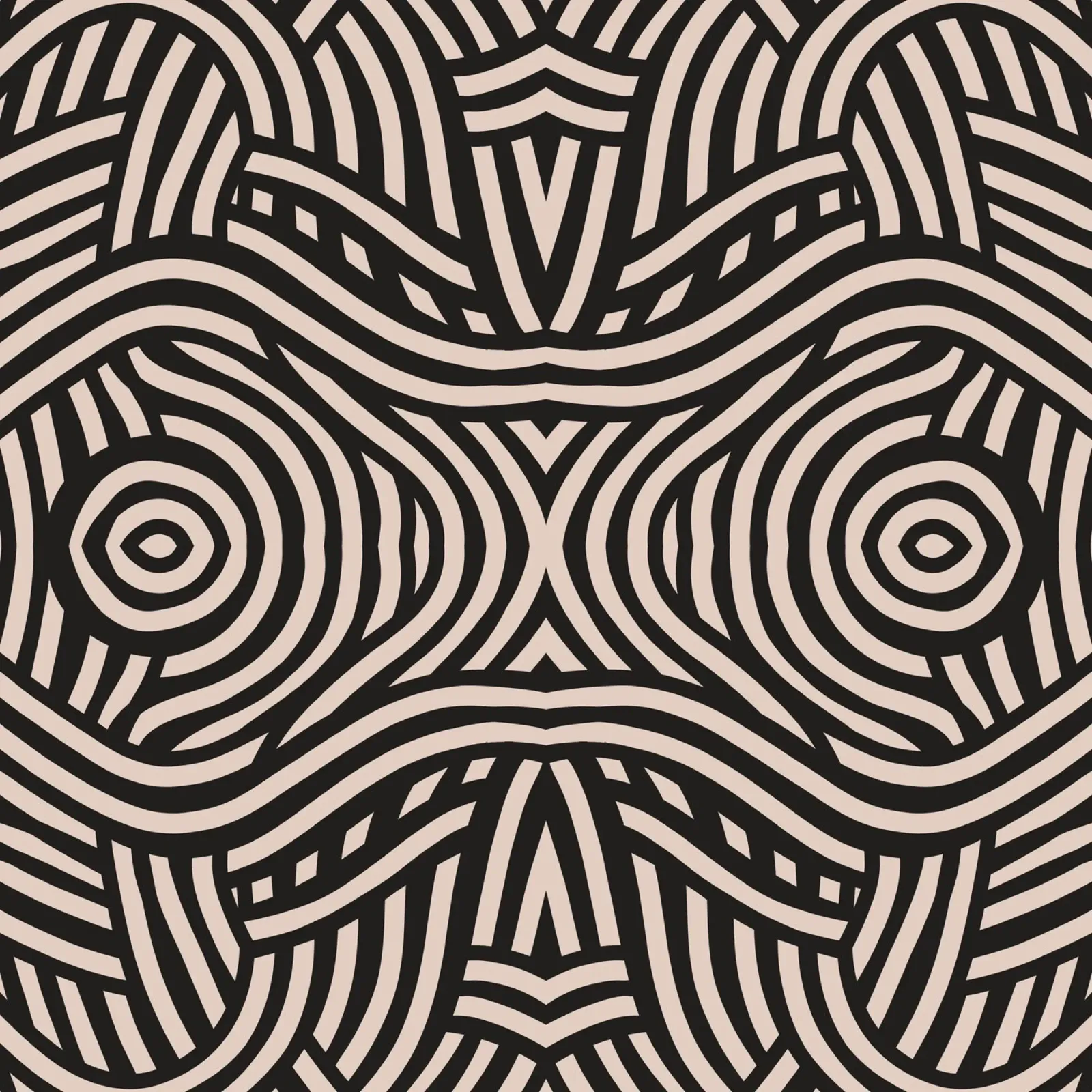 Symmetrisches Linolschnitt-Linienkunstmuster 05 Leinwand von Little Dean