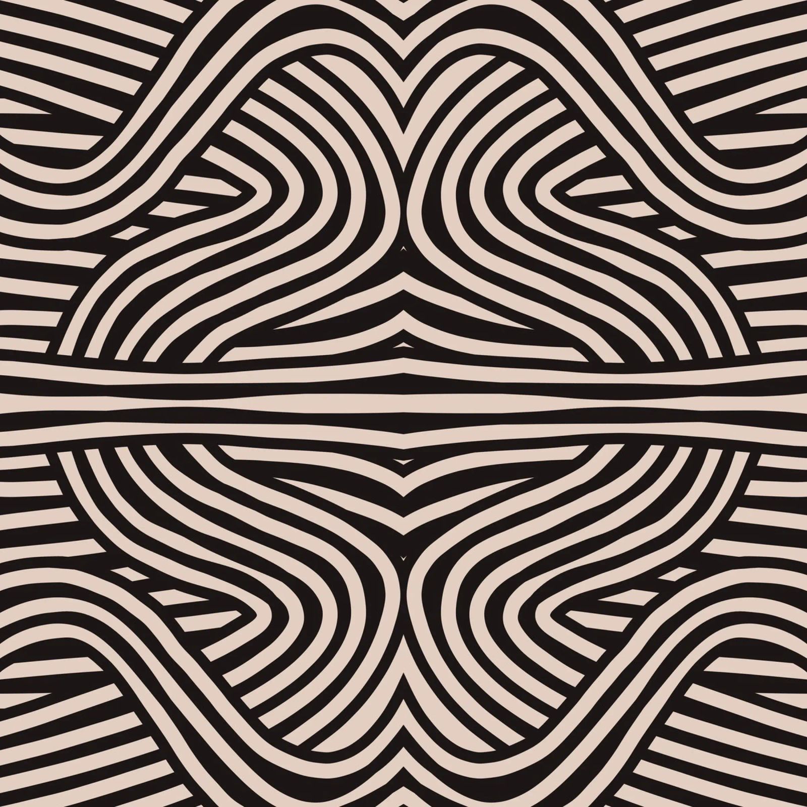 Symmetrical linocut line art pattern 08 canvas by Little Dean