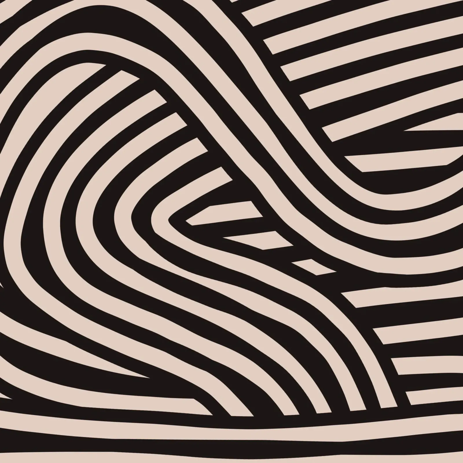 Asymmetrisches Linolschnitt-Linienkunstmuster 04 Leinwand von Little Dean