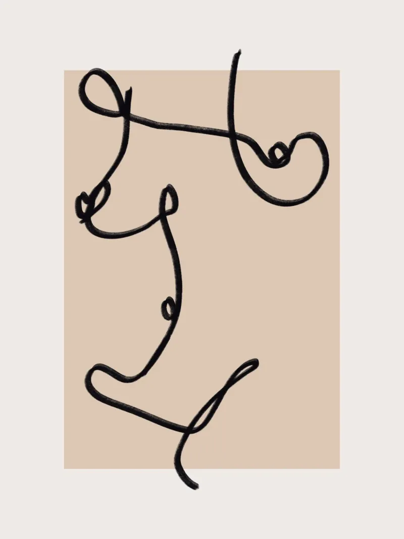 Line art abstract figurative 03 canvas by Little Dean
