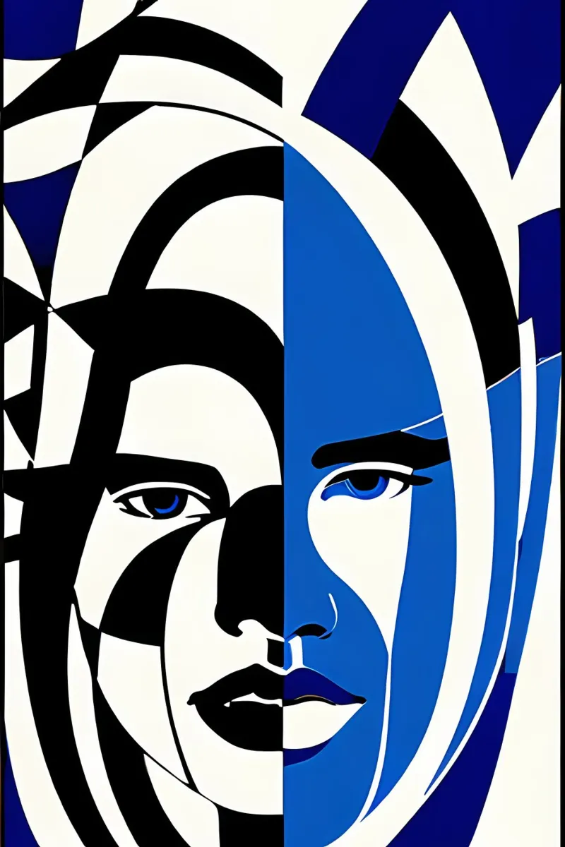 Abstrakt Gesicht Blau Schwarz pellicola backlit da kosinsart.gallery