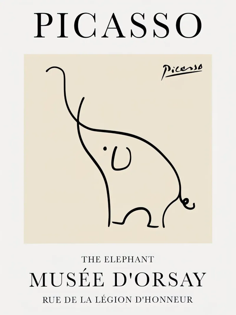 Schizzo di Elefante di Picasso pellicola backlit da Jam Poster
