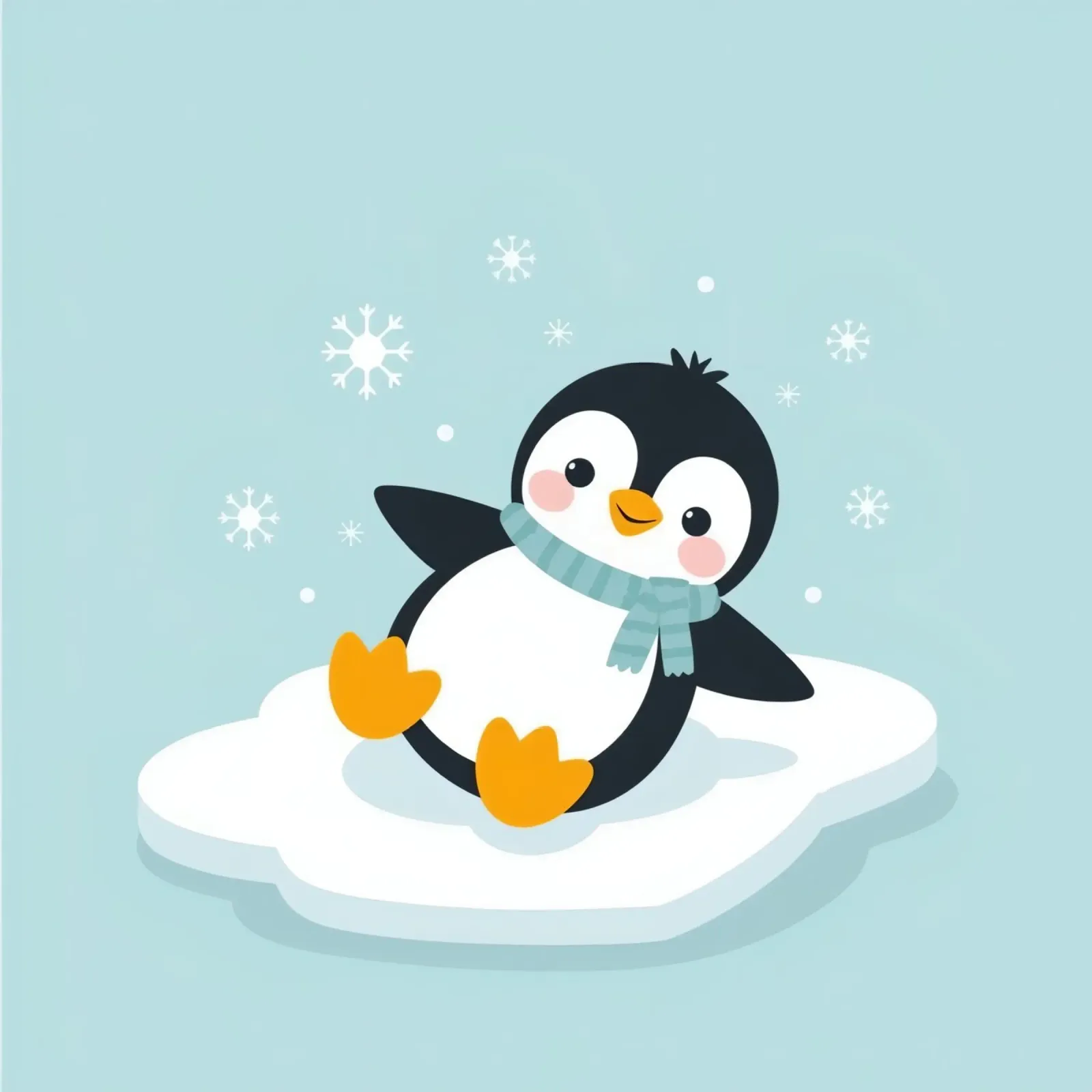 Un simpatico pinguino con sciarpa azzurra riposa su un ghiaccio bianco pellicola backlit da DesignDoodle
