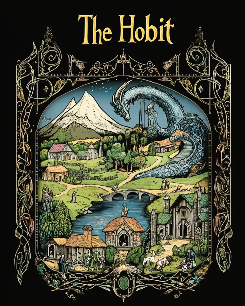 The Hobbit Stained Glass Fantasy Poster Inspired by Tolkien hahnemühle van Mittelerde Atelier
