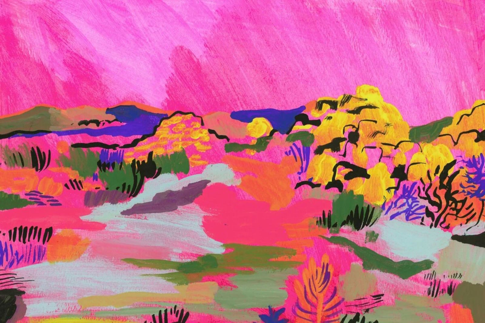Pink Landscaspe Poster von Sonia Brittain