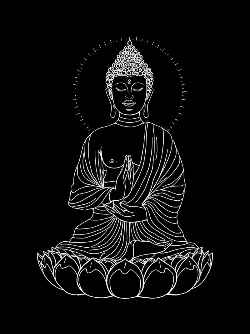 Buddha Schwarz Weiß pellicola backlit da kosinsart.gallery