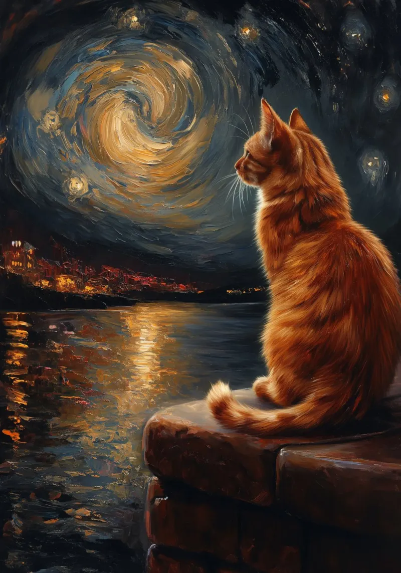 Gatto Notte Stellata pellicola backlit da Fleur de Lys