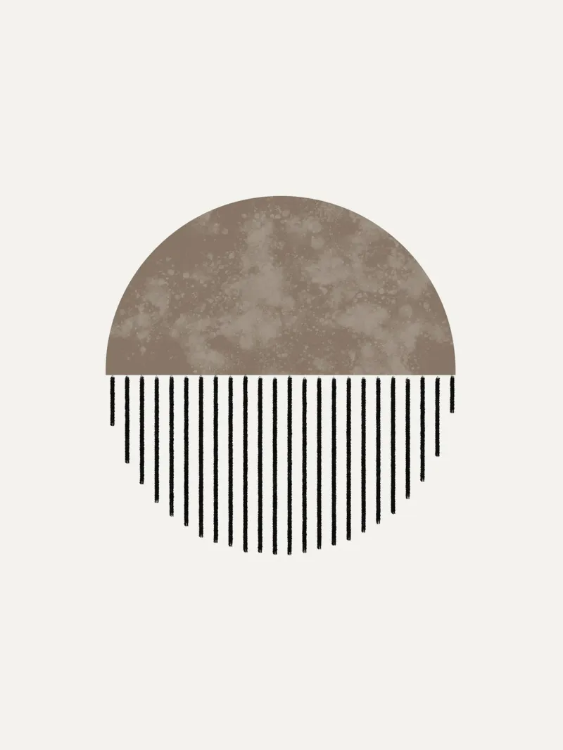 Minimalist geometric artwork with lines and circles in brown hahnemühle van Imaginative