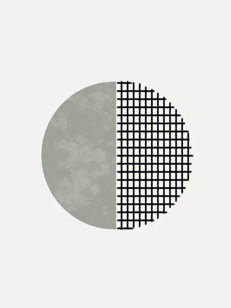 Minimalist geometric artwork lines and circles in sage green Hahnemühle von Imaginative