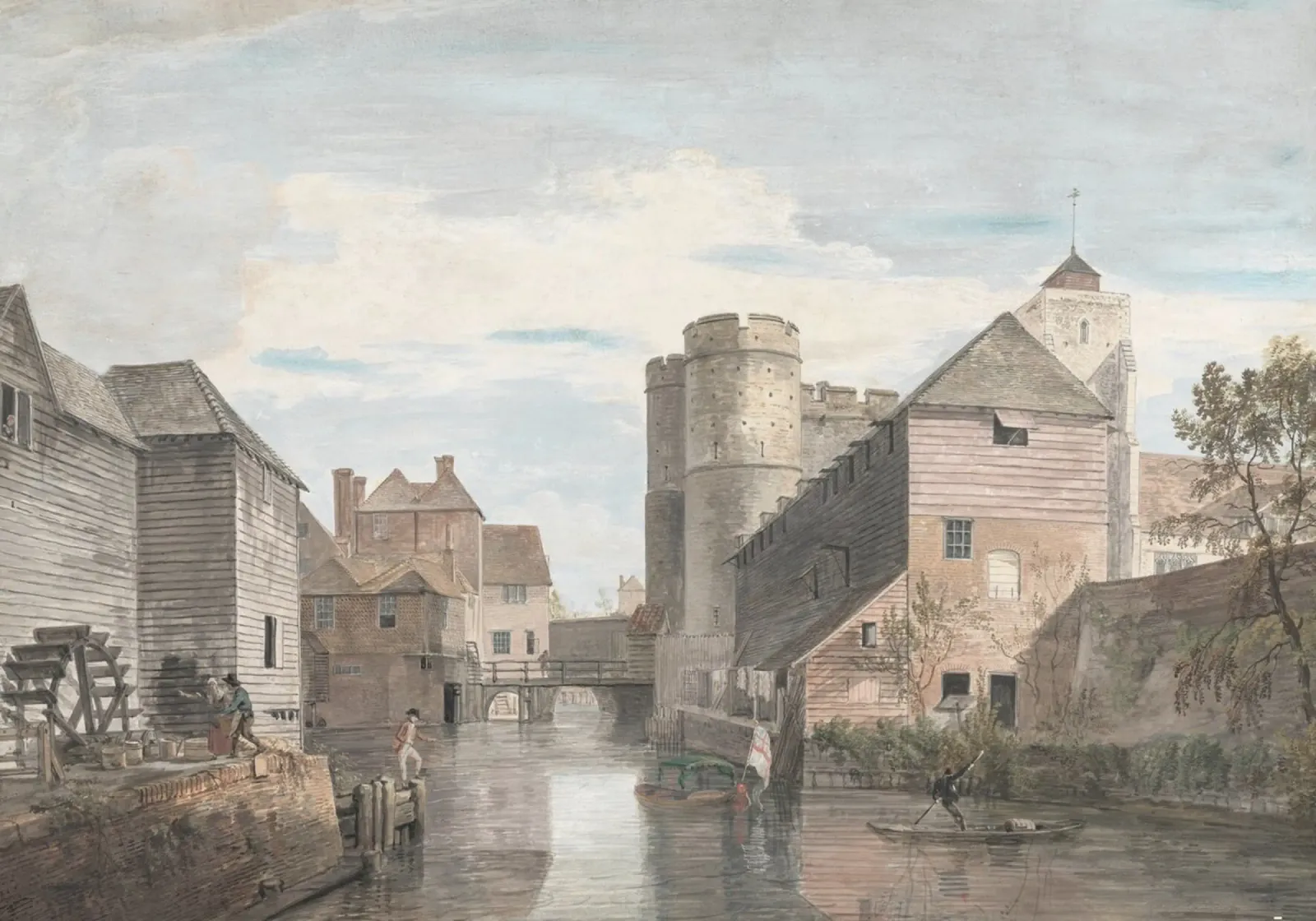 Medieval Town: Riverside Castle, Historic British Landscape hahnemühle by ClubArt