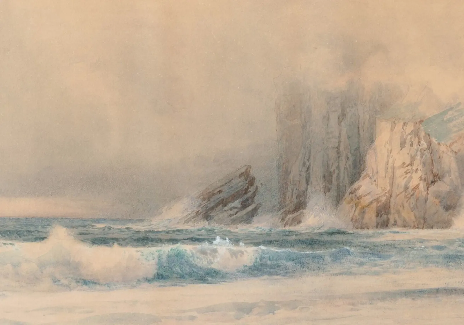 Crashing Waves: Coastal Cliffs, Atmospheric Seascape Art canvas by ClubArt