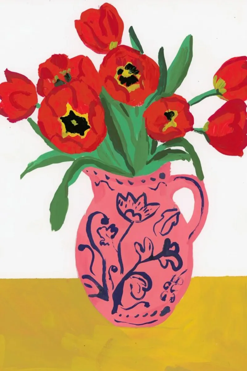 Poppies In A Pink Jug pellicola backlit da Sonia Brittain