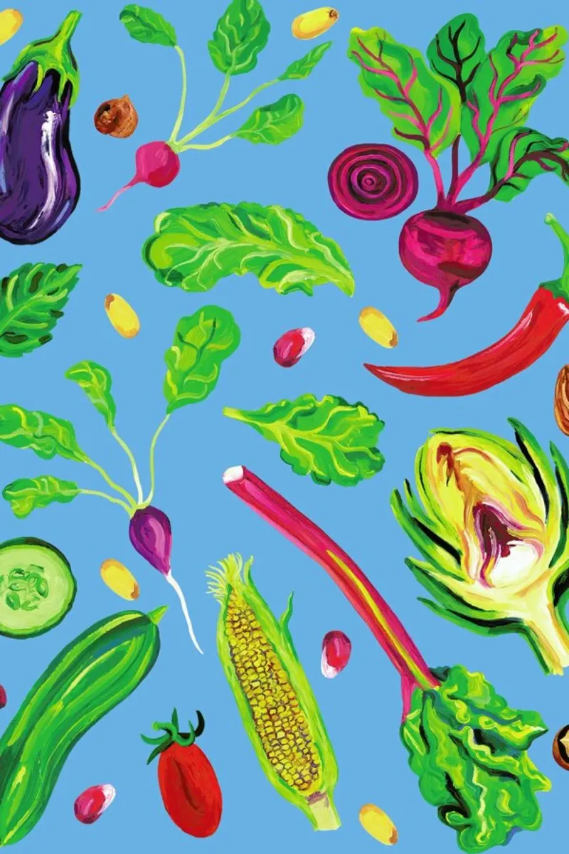 Spring Vegetables Blue hahnemühle by Alice Straker