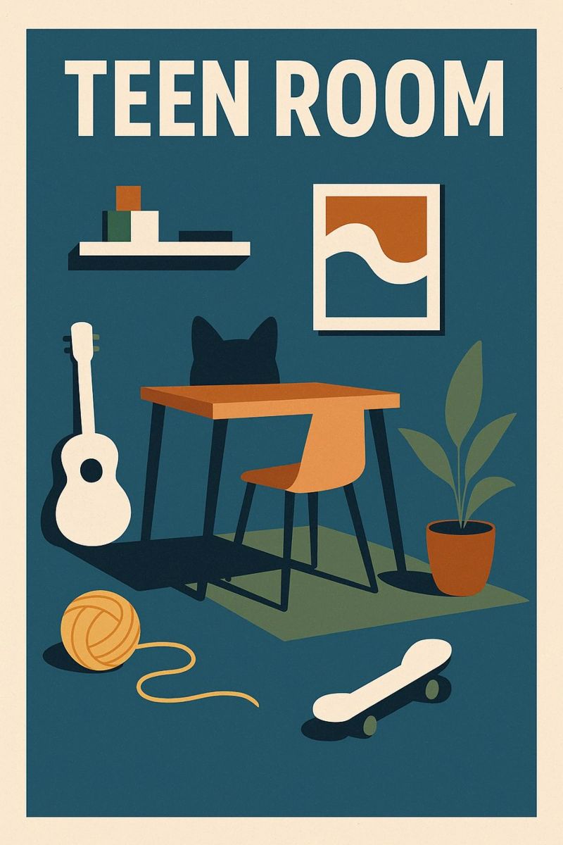 TEEN ROOM - A creative space for style-conscious teenagers poster by So Cute Land - Affiches et posters