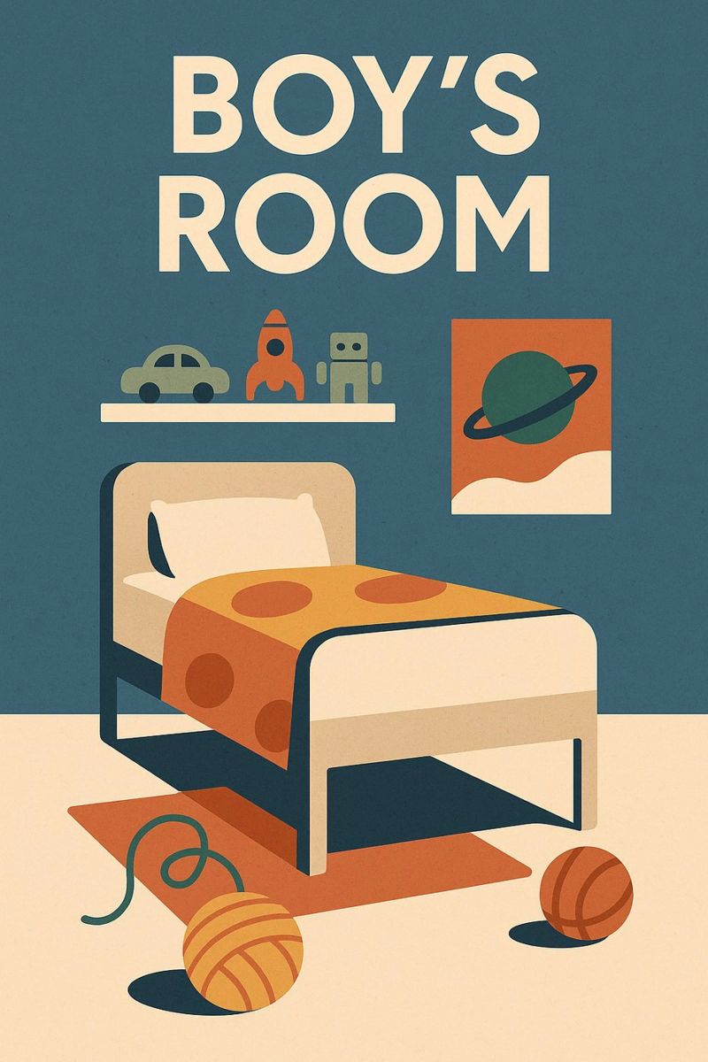 BOY'S ROOM - The retro and space universe of little adventurers poster by So Cute Land - Affiches et posters