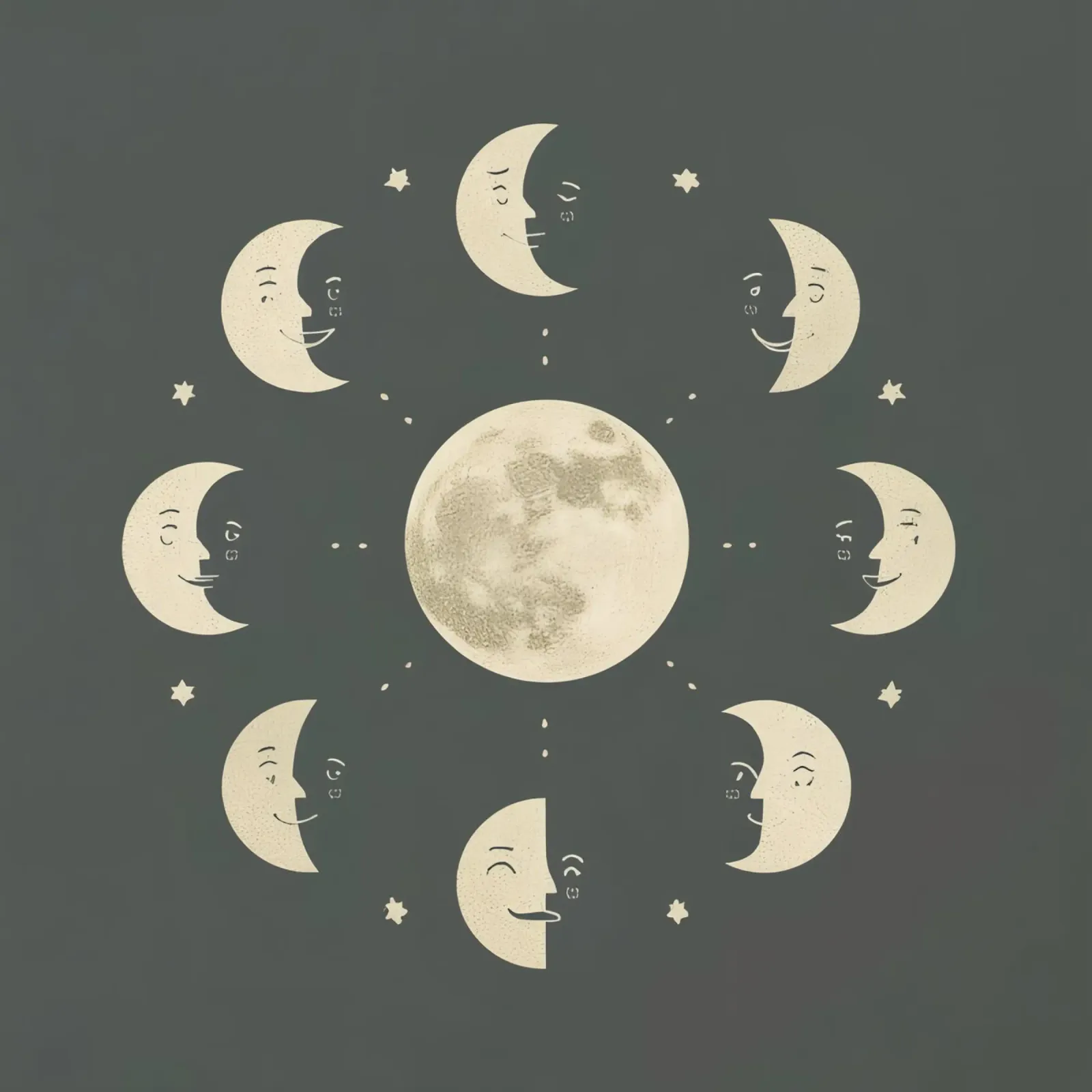 Moon faces shows full moon at center alluminio dibond da DesignDoodle