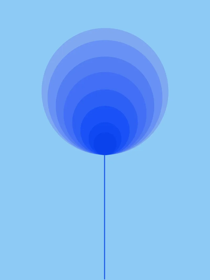 Fiore lecca-lecca blu, disegno floreale geometrico, arte moderna poster con telaio in legno da Lilou Art