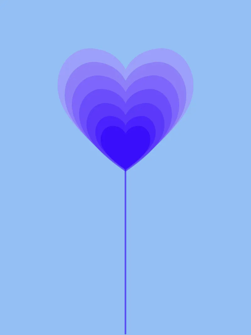 Design fiore cuore - fiore lecca-lecca viola, minimalista pellicola backlit da Lilou Art