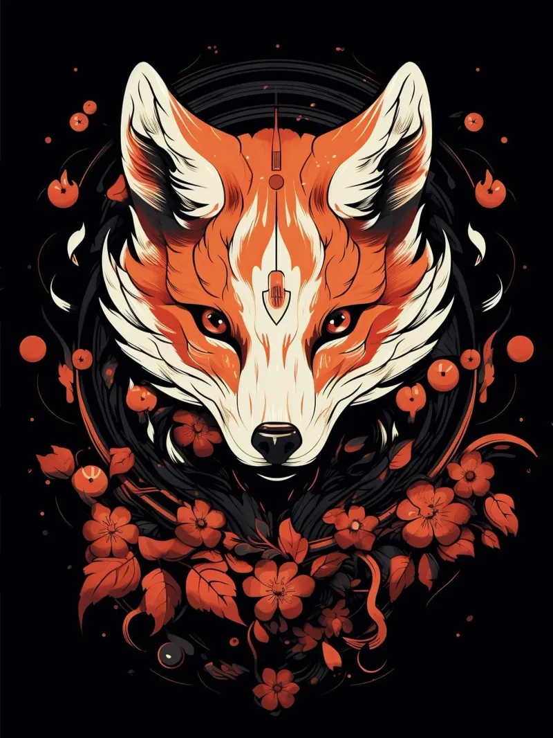 Floral foxy poster con telaio in alluminio da 2toastdesign