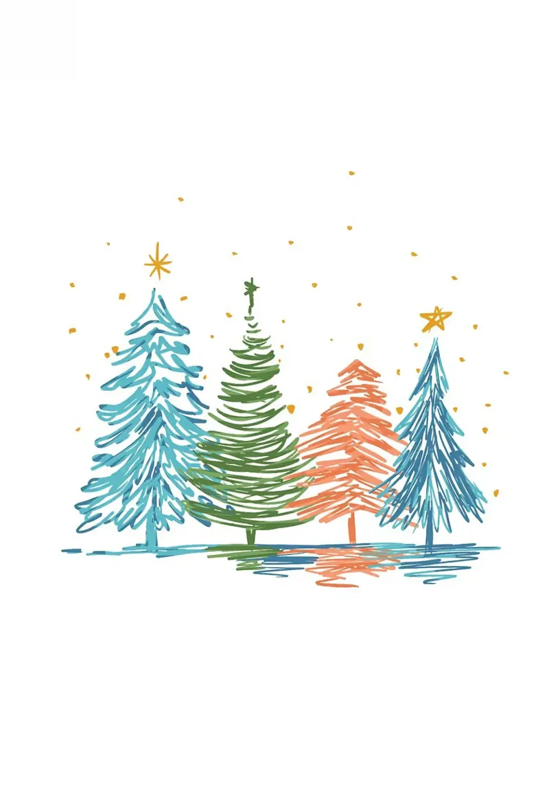 Alberi di Natale disegnati a mano pellicola backlit da Brandi N Huskey